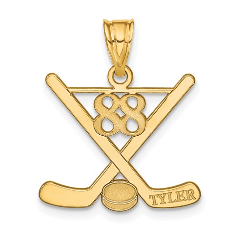 Sterling Silver Gold-plated Personalized Hockey Pendant