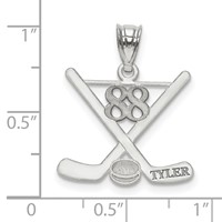 14K White Gold Personalized Hockey Pendant view 2