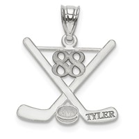 14K White Gold Personalized Hockey Pendant view 1