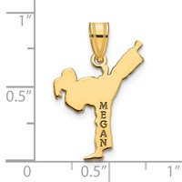 Sterling Silver Gold-plated Personalized Girl Karate Pendant view 3