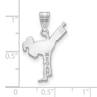 Sterling Silver Rhodium-plated Personalized Girl Karate Pendant view 2