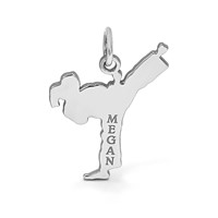 14K White Gold Personalized Girl Karate Pendant view 3