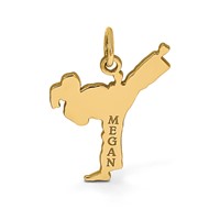 14K Yellow Gold Personalized Girl Karate Pendant view 5