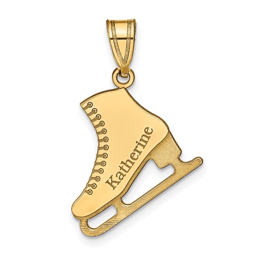 Sterling Silver Gold-plated Personalized Ice Skate Pendant