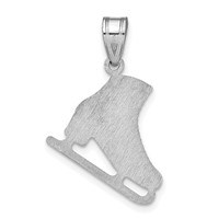 Sterling Silver Rhodium-plated Personalized Ice Skate Pendant view 4