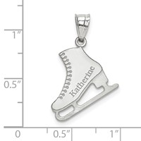Sterling Silver Rhodium-plated Personalized Ice Skate Pendant view 3