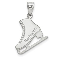 Sterling Silver Rhodium-plated Personalized Ice Skate Pendant view 1
