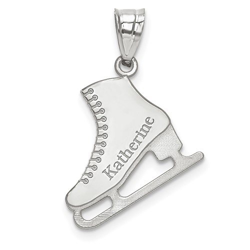 Sterling Silver Rhodium-plated Personalized Ice Skate Pendant