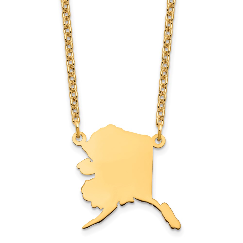 Sterling Silver Gold-plated Alaska State Necklace