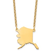 Sterling Silver Gold-plated Alaska State Necklace view 1