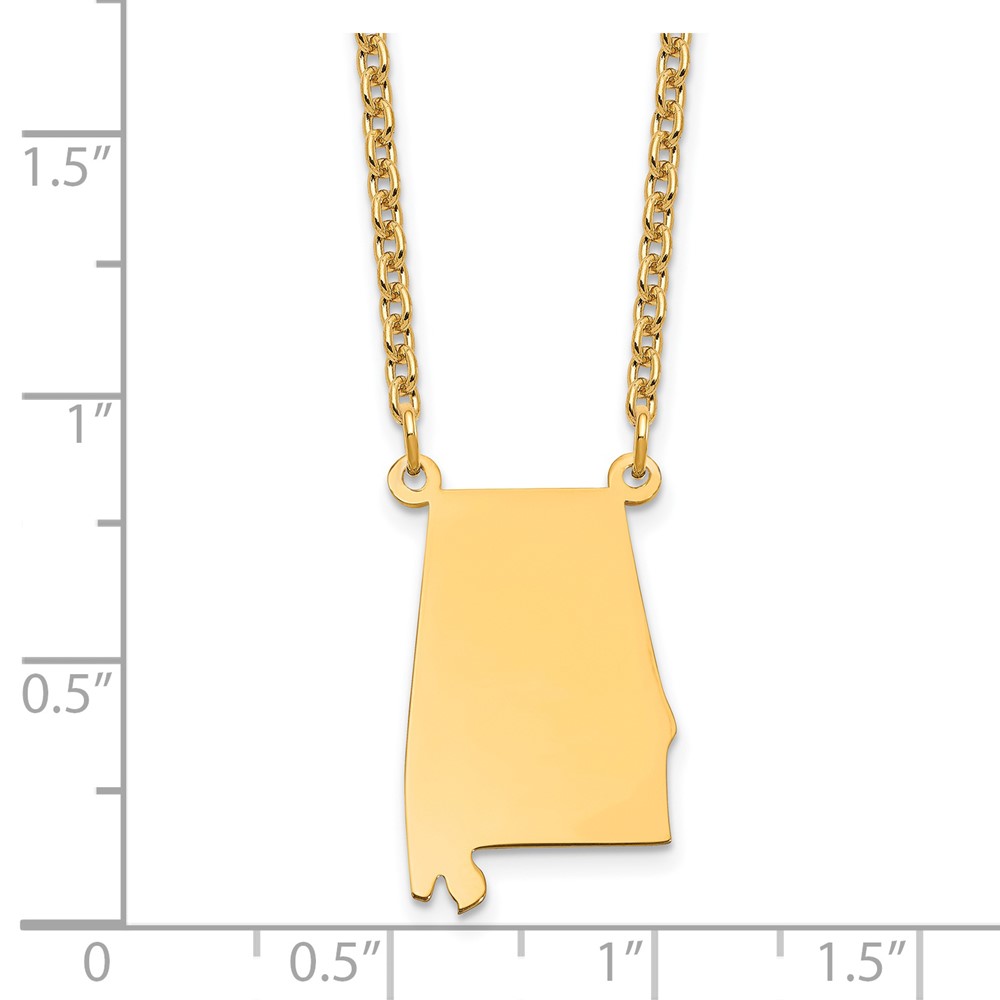 Sterling Silver/Gold-plated Alabama State Necklace (XNA706GP-AL)
