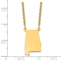 Sterling Silver Gold-plated Alabama State Necklace view 3