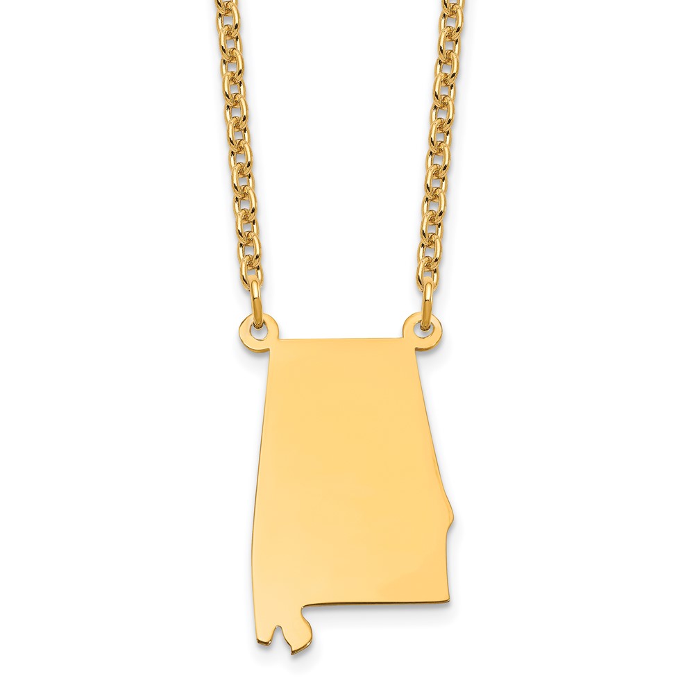 Sterling Silver Gold-plated Alabama State Necklace