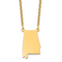 Sterling Silver Gold-plated Alabama State Necklace view 1
