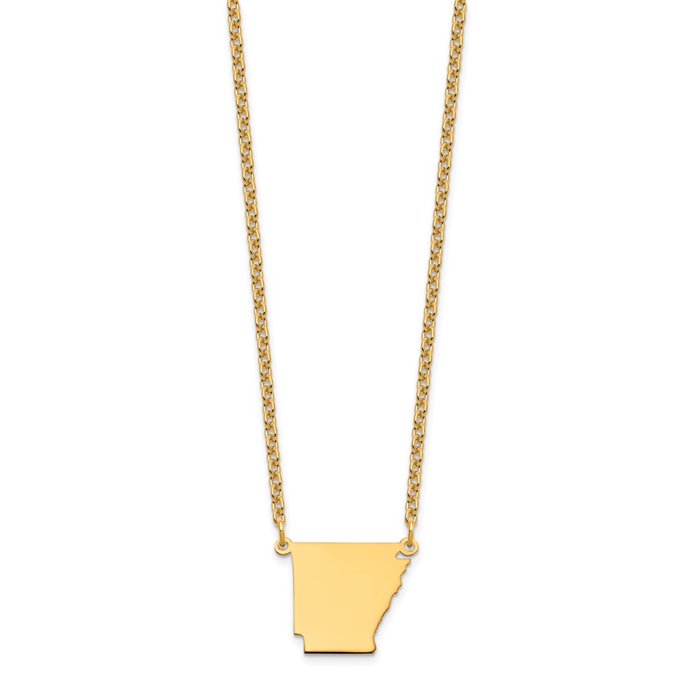 Sterling Silver/Gold-plated Arkansas State Necklace (XNA706GP-AR)