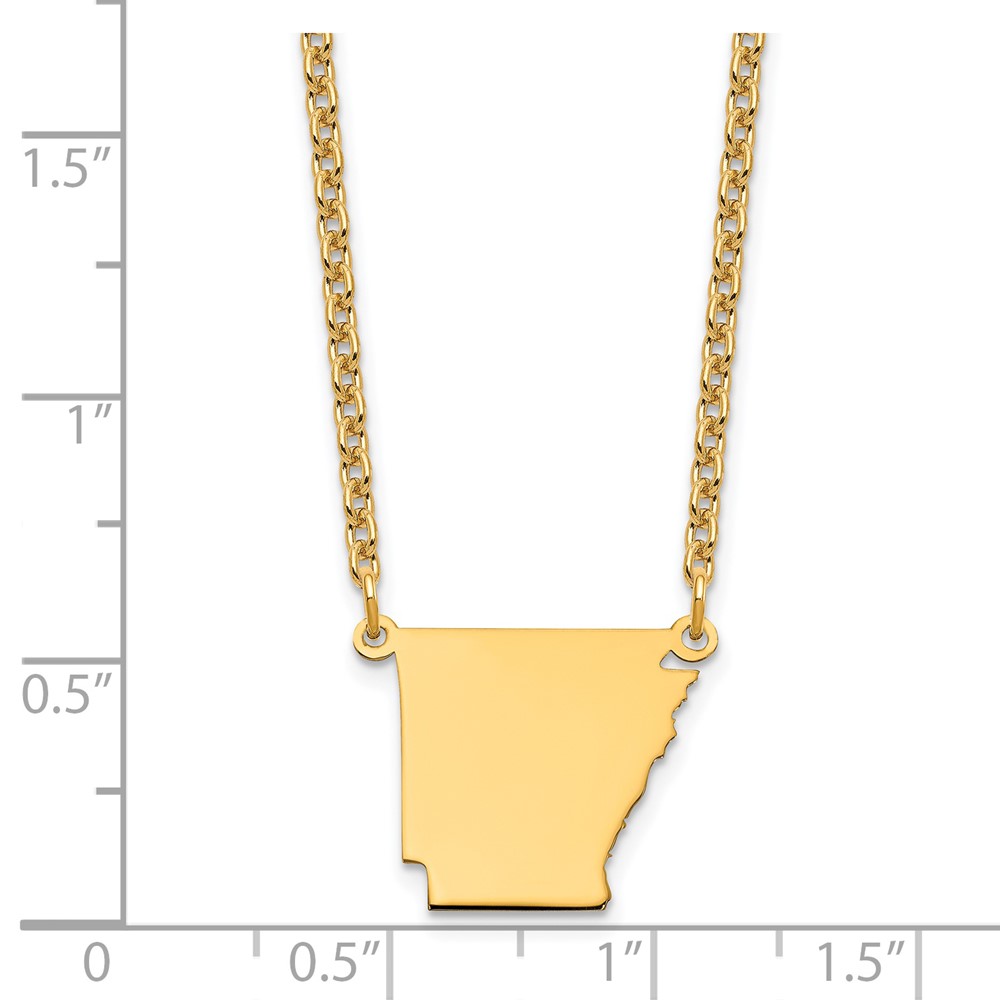 Sterling Silver/Gold-plated Arkansas State Necklace (XNA706GP-AR)