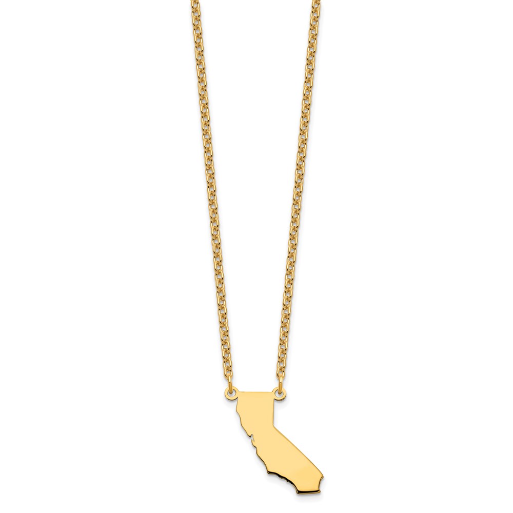 Sterling Silver/Gold-plated California State Necklace (XNA706GP-CA)