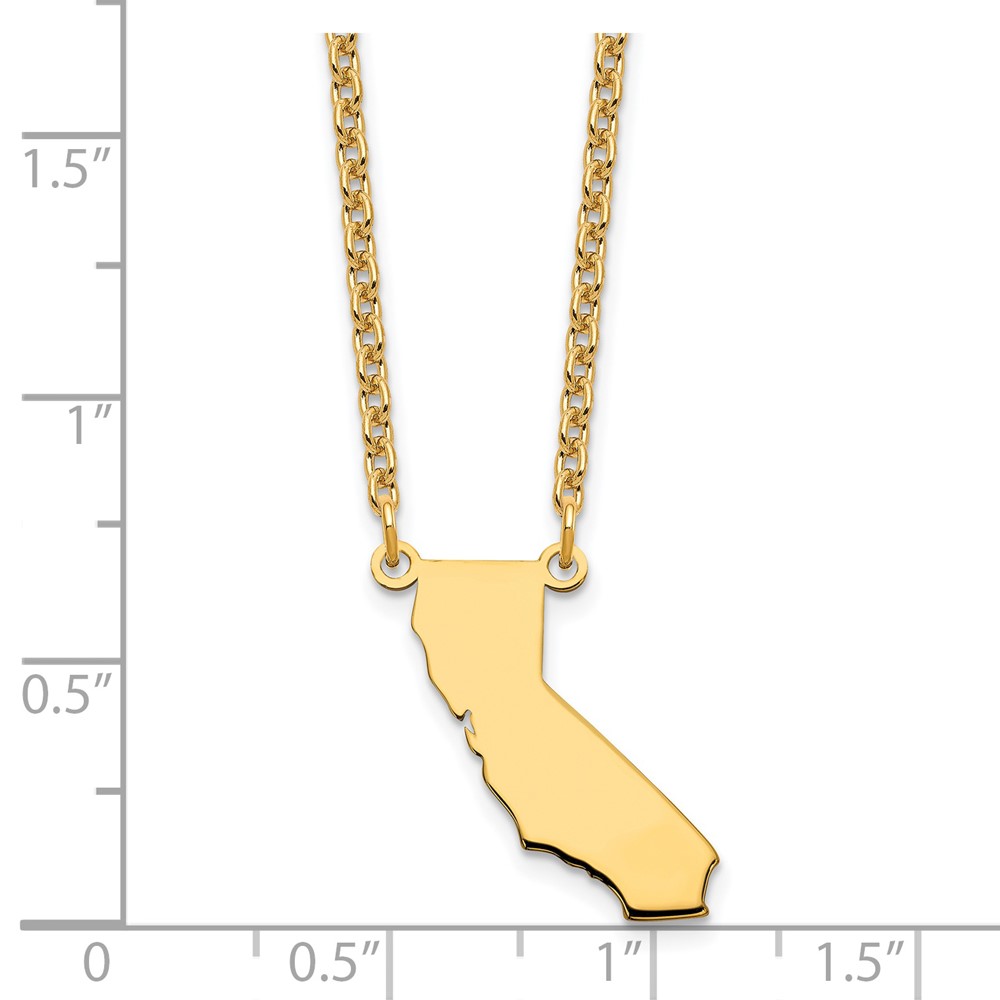 Sterling Silver/Gold-plated California State Necklace (XNA706GP-CA)
