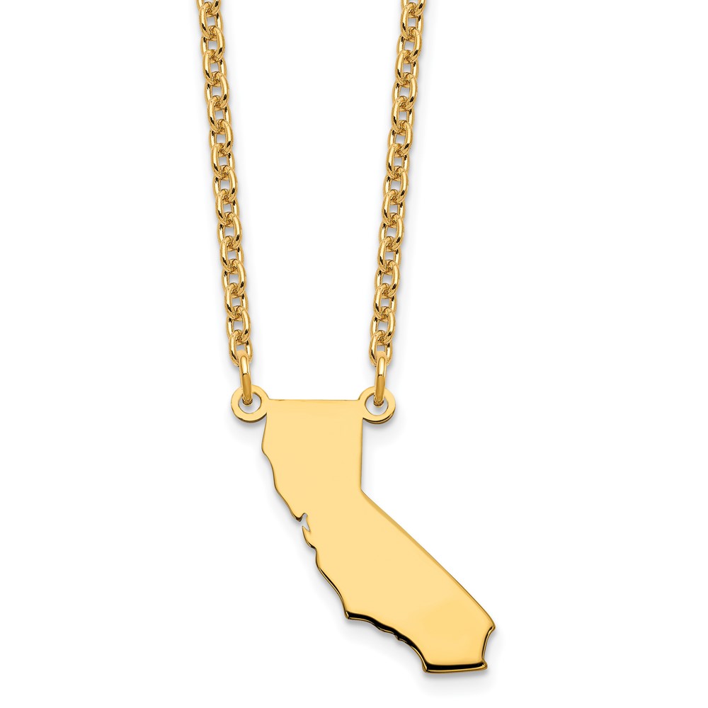 Sterling Silver Gold-plated California State Necklace