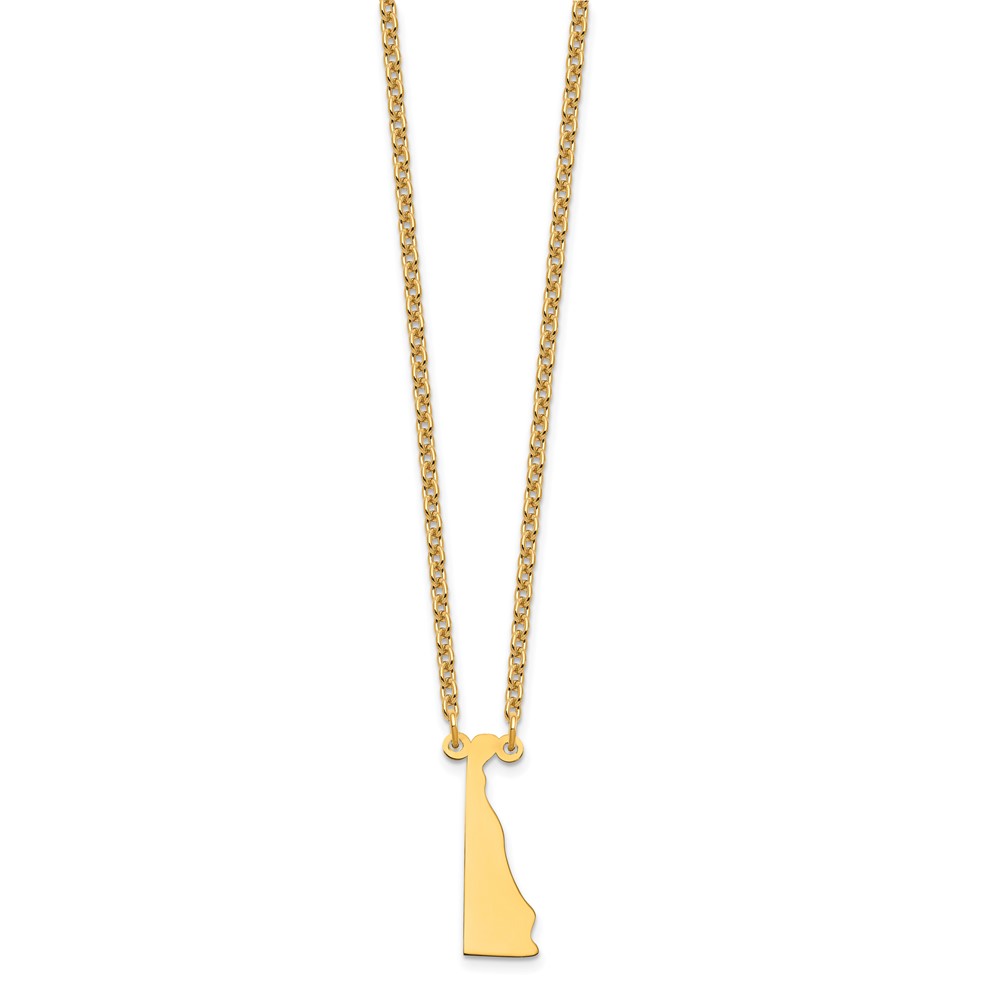 Sterling Silver/Gold-plated Delaware State Necklace (XNA706GP-DE)