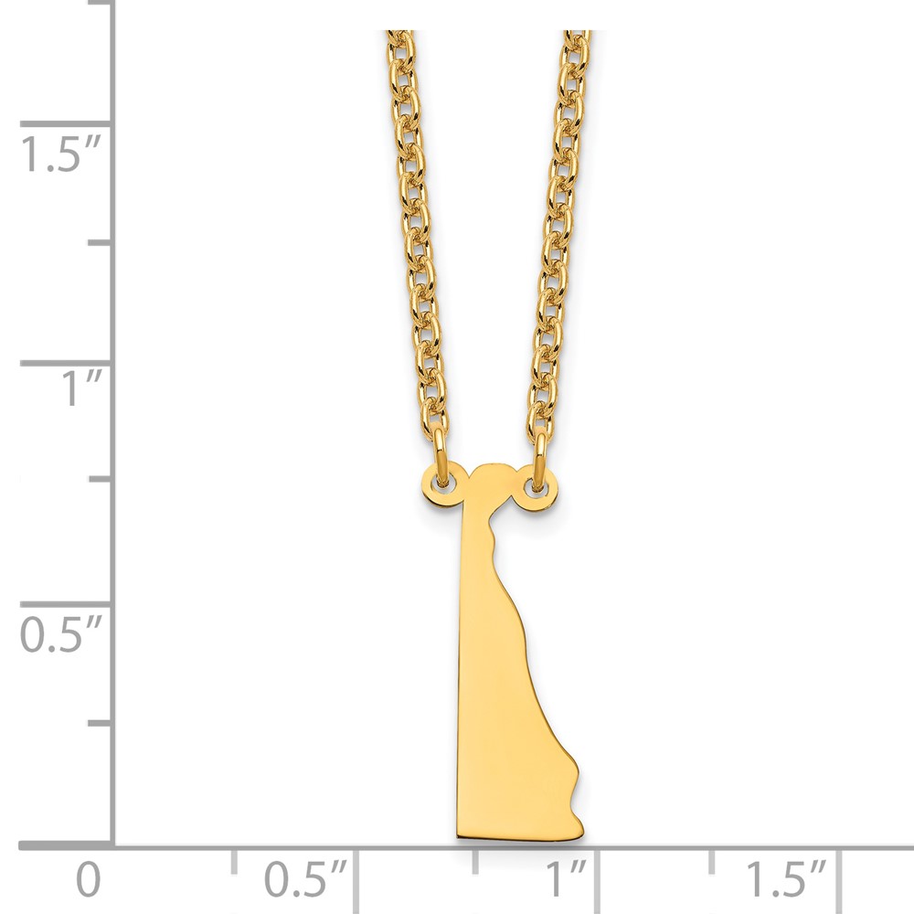 Sterling Silver/Gold-plated Delaware State Necklace (XNA706GP-DE)