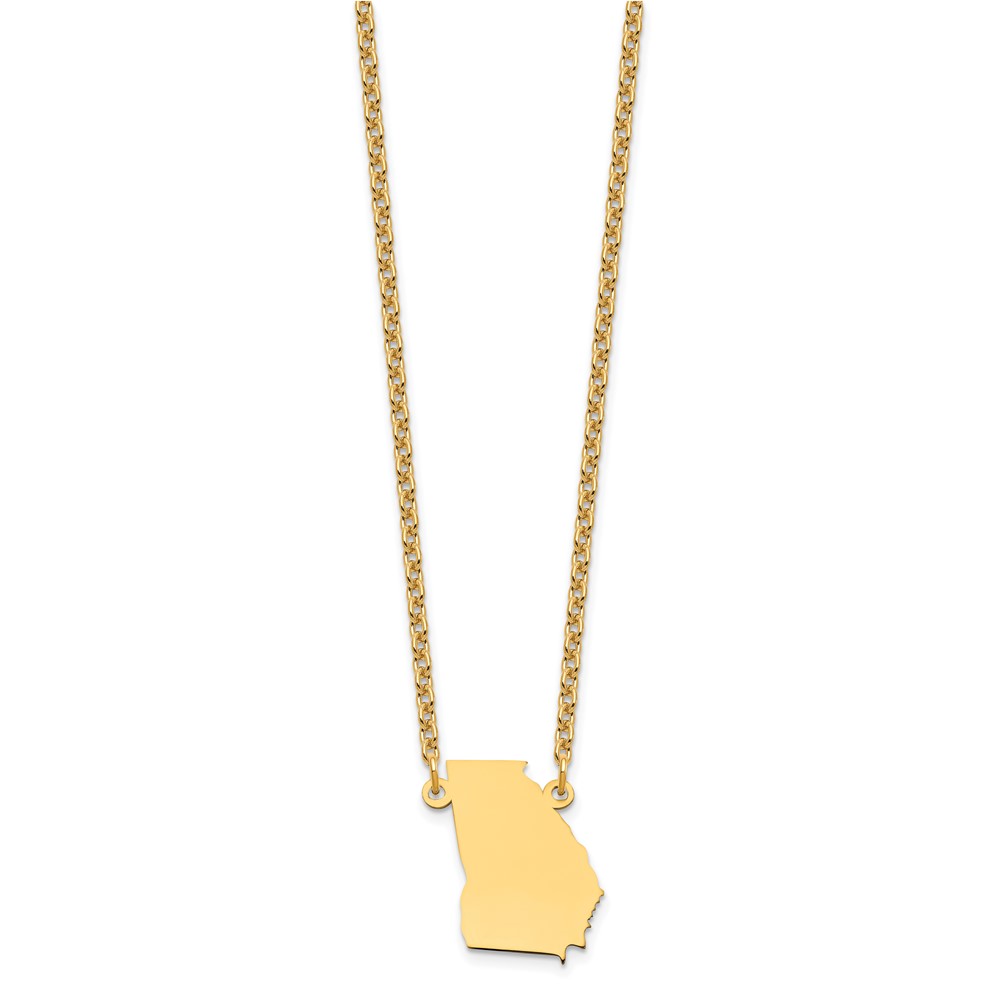 Sterling Silver/Gold-plated Georgia State Necklace (XNA706GP-GA)