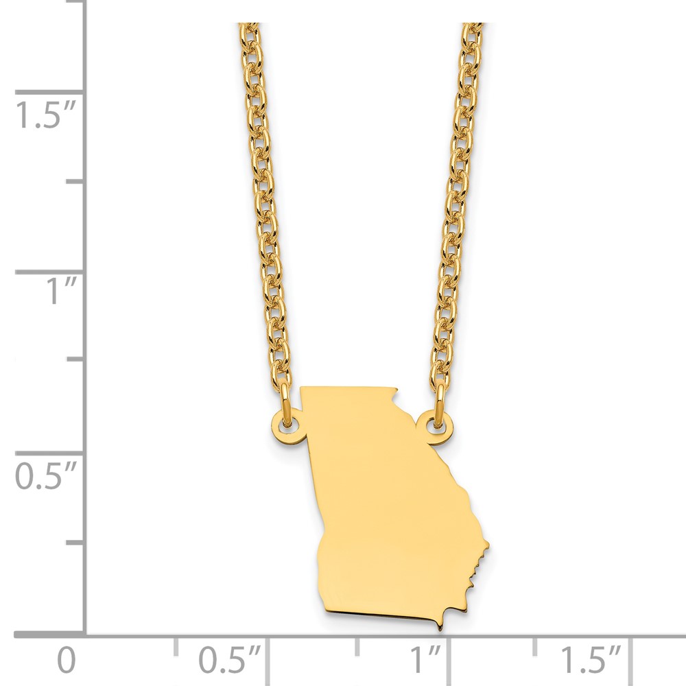 Sterling Silver/Gold-plated Georgia State Necklace (XNA706GP-GA)