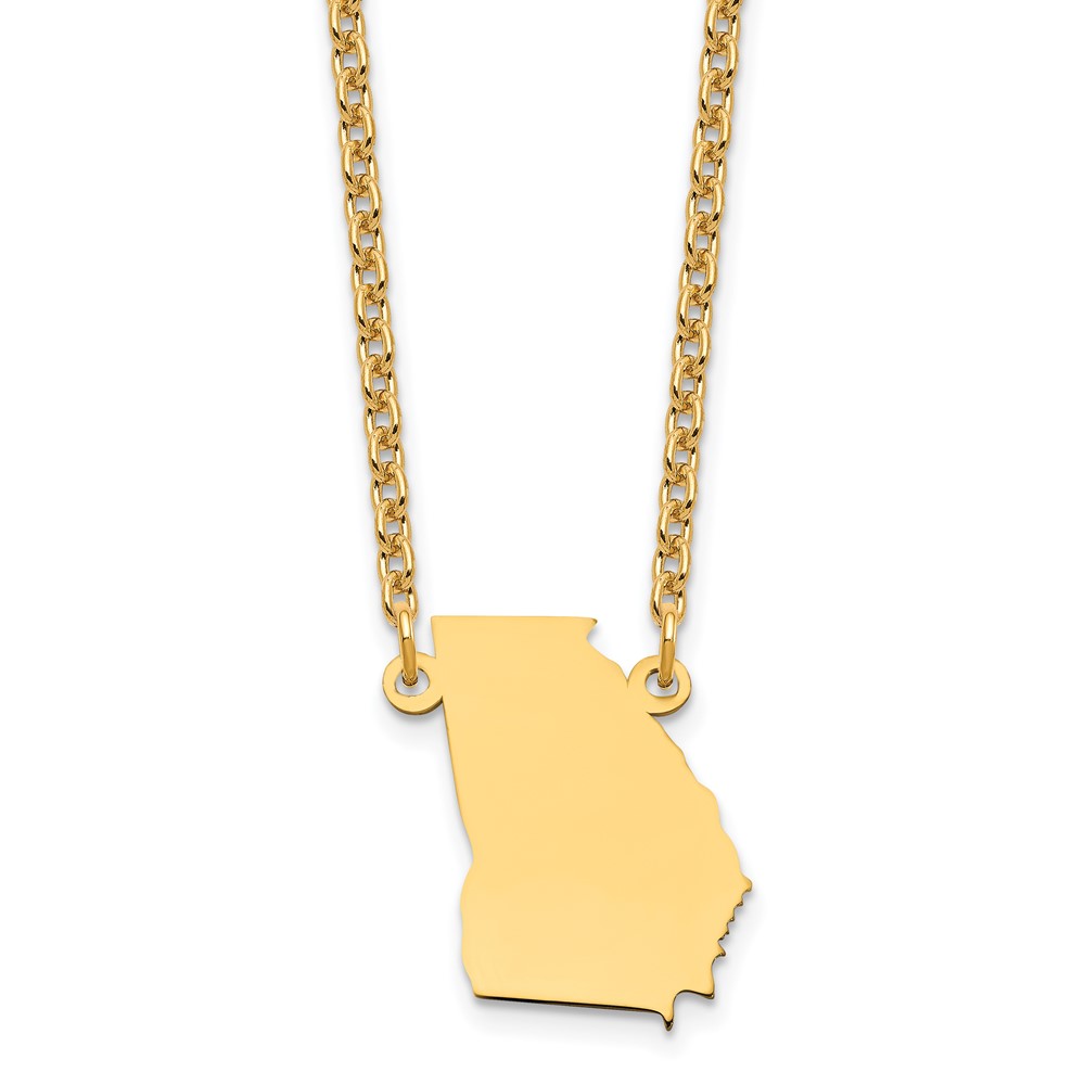 Sterling Silver/Gold-plated Georgia State Necklace (XNA706GP-GA)