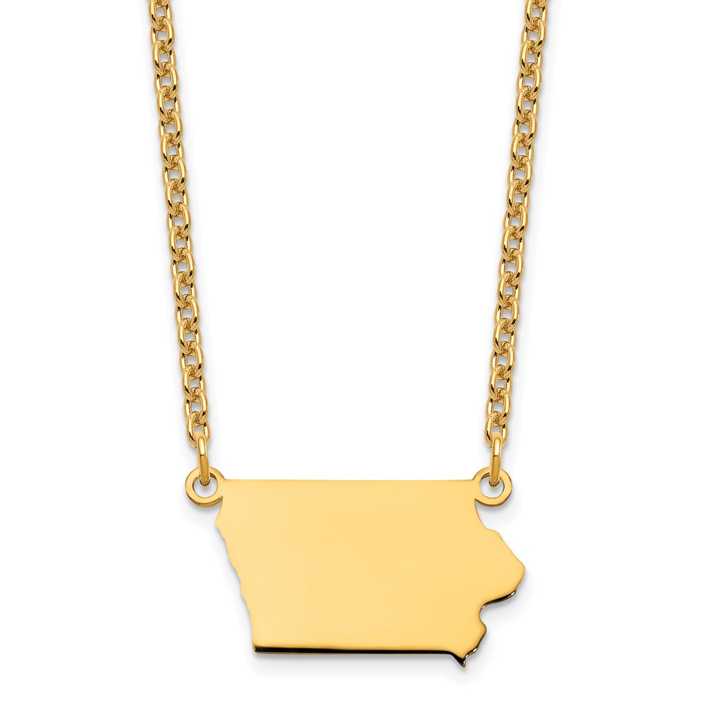 Sterling Silver Gold-plated Iowa State Necklace