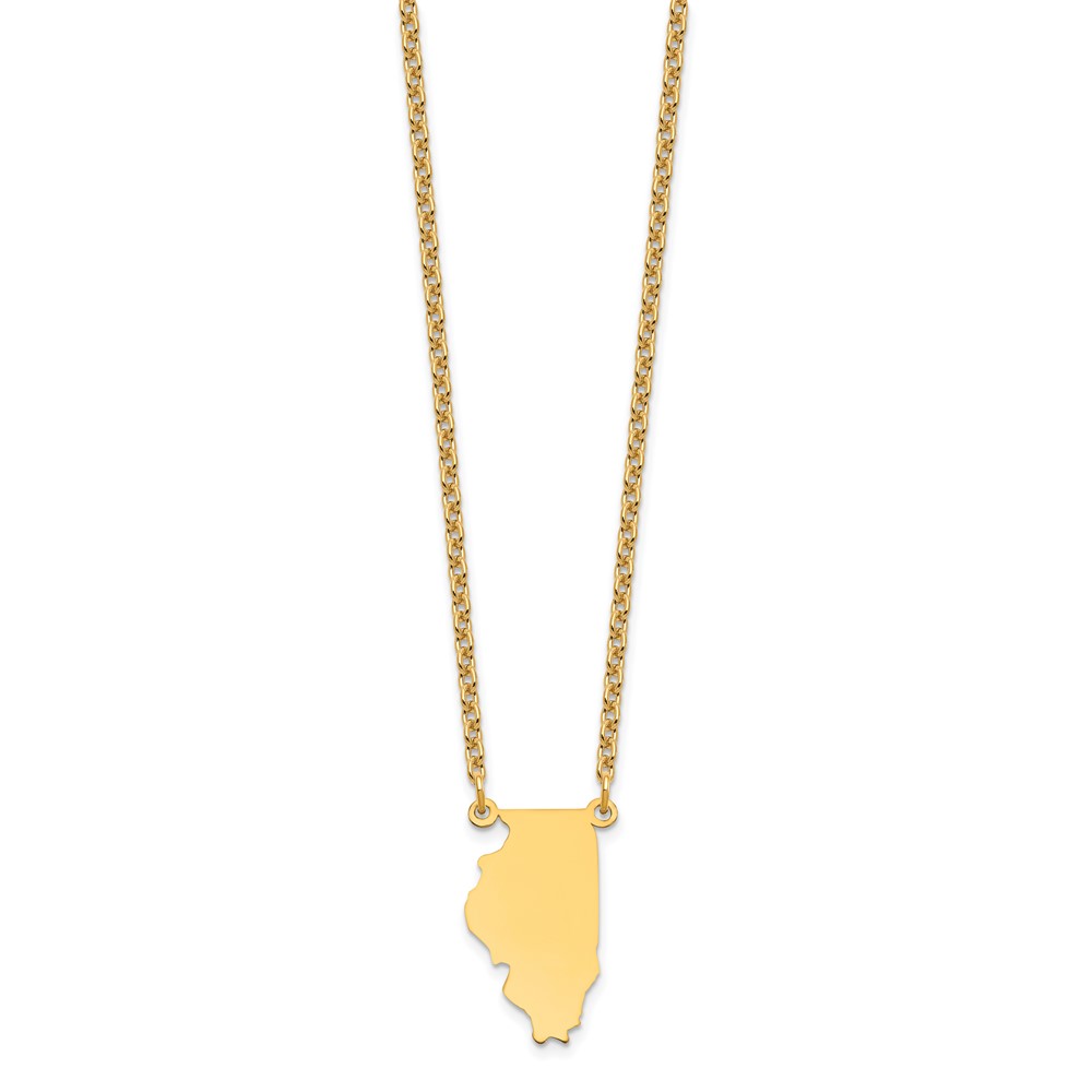 Sterling Silver/Gold-plated Illinois State Necklace (XNA706GP-IL)