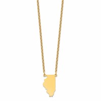 Sterling Silver Gold-plated Illinois State Necklace view 2