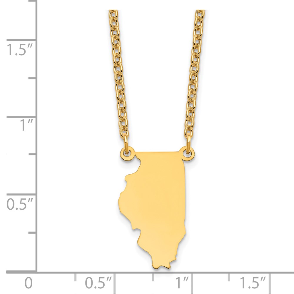 Sterling Silver/Gold-plated Illinois State Necklace (XNA706GP-IL)