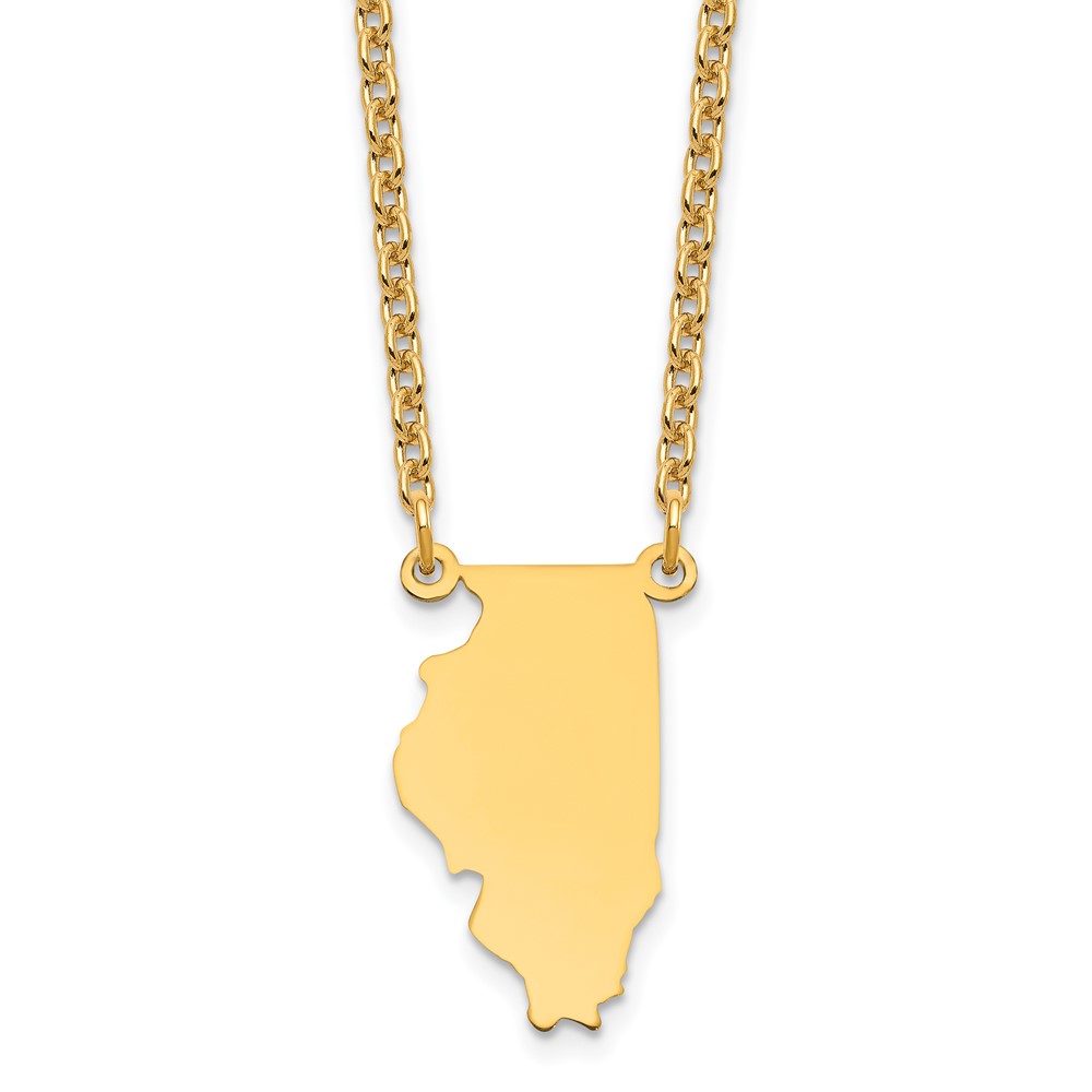 Sterling Silver/Gold-plated Illinois State Necklace