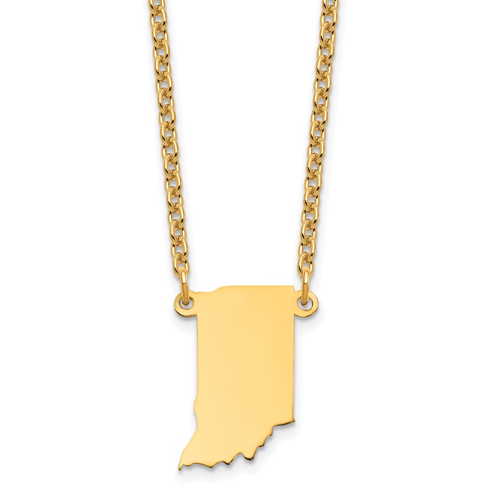 Sterling Silver Gold-plated Indiana State Necklace