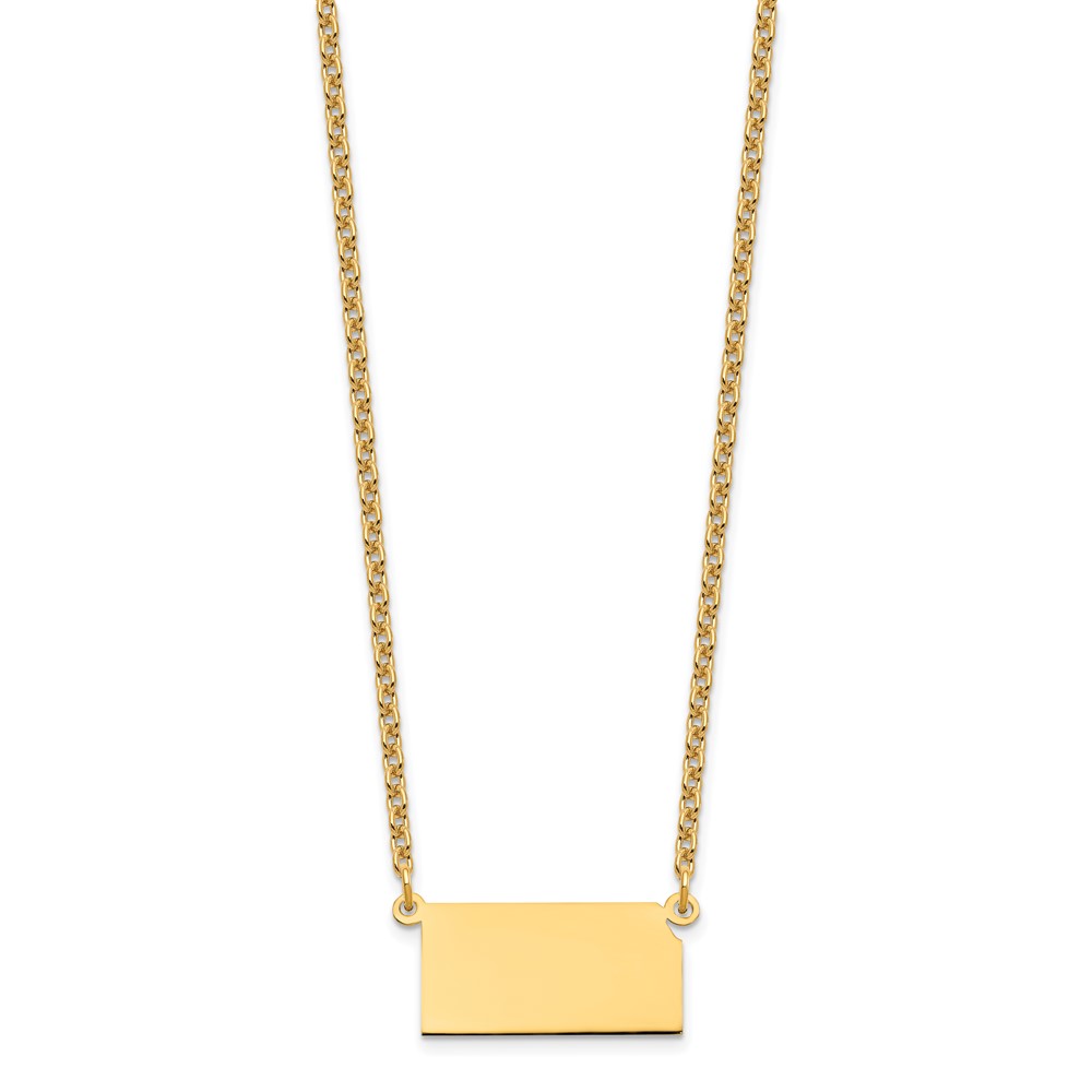 Sterling Silver/Gold-plated Kansas State Necklace (XNA706GP-KS)
