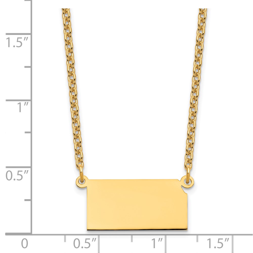 Sterling Silver/Gold-plated Kansas State Necklace (XNA706GP-KS)