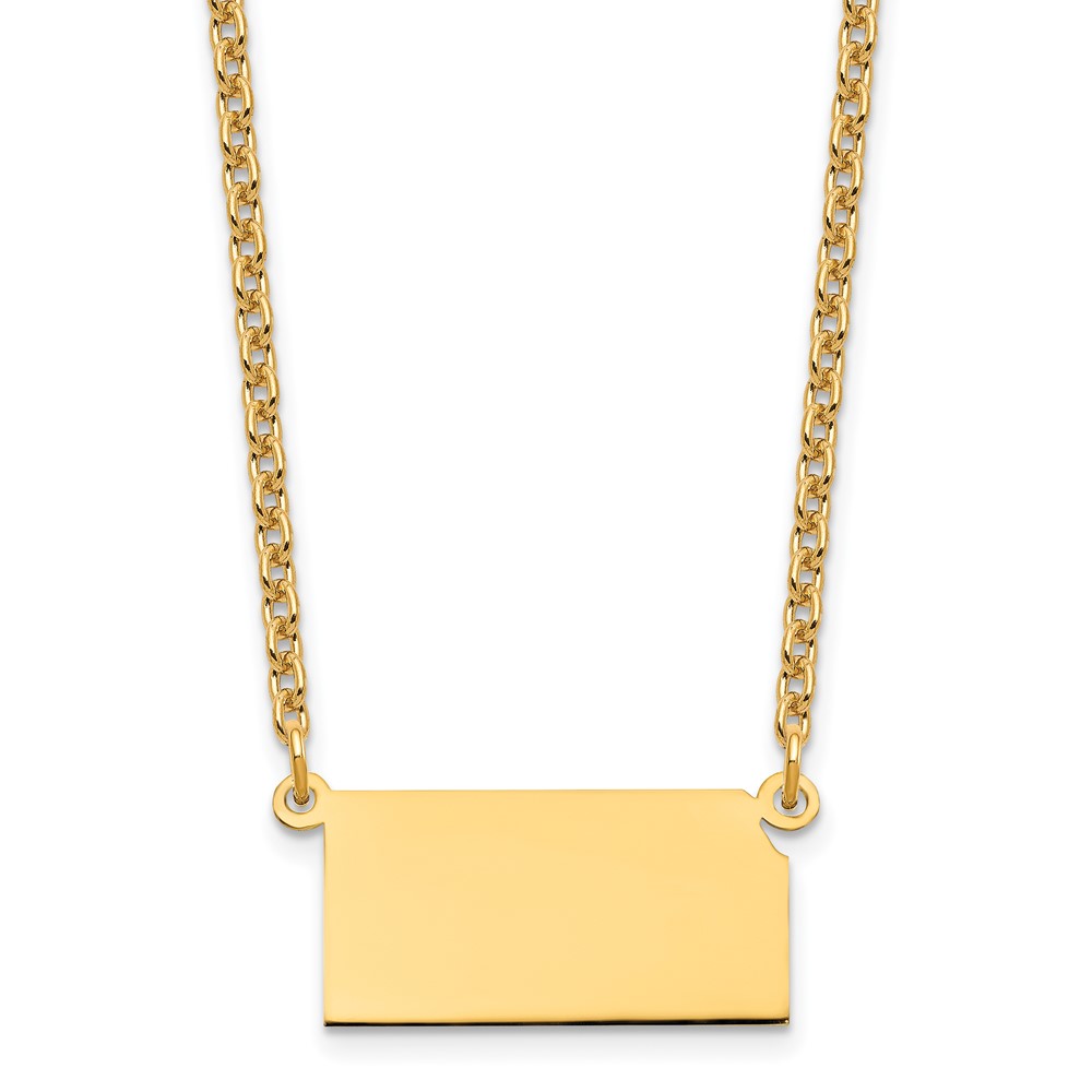 Sterling Silver/Gold-plated Kansas State Necklace (XNA706GP-KS)