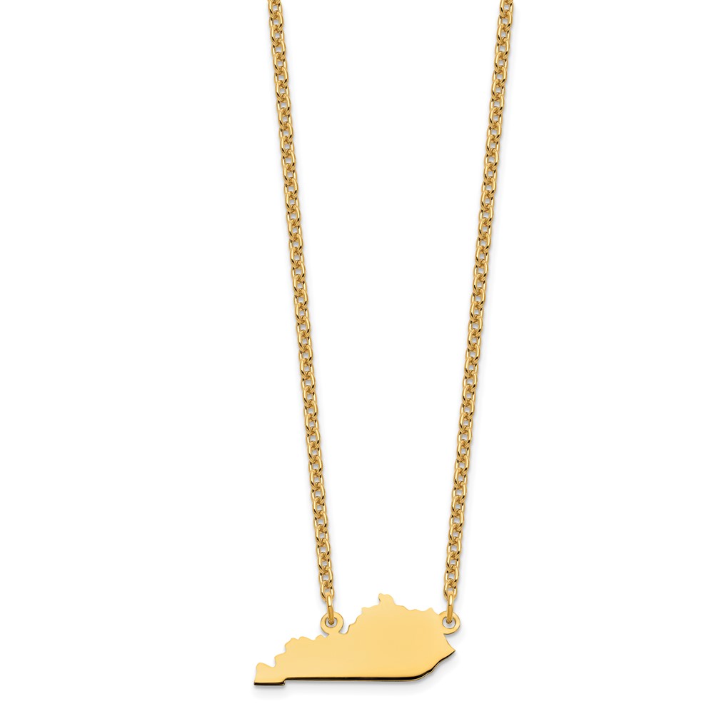 Sterling Silver/Gold-plated Kentucky State Necklace (XNA706GP-KY)