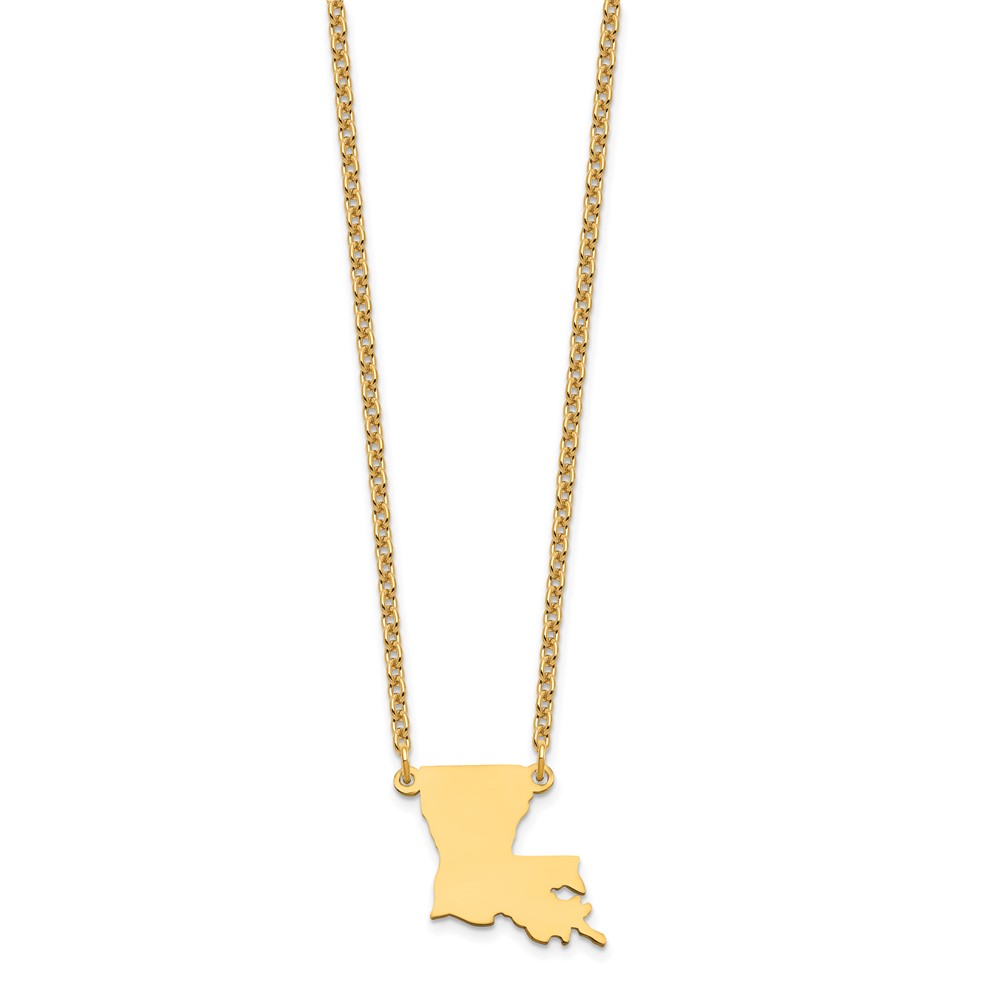 Sterling Silver/Gold-plated Louisiana State Necklace (XNA706GP-LA)