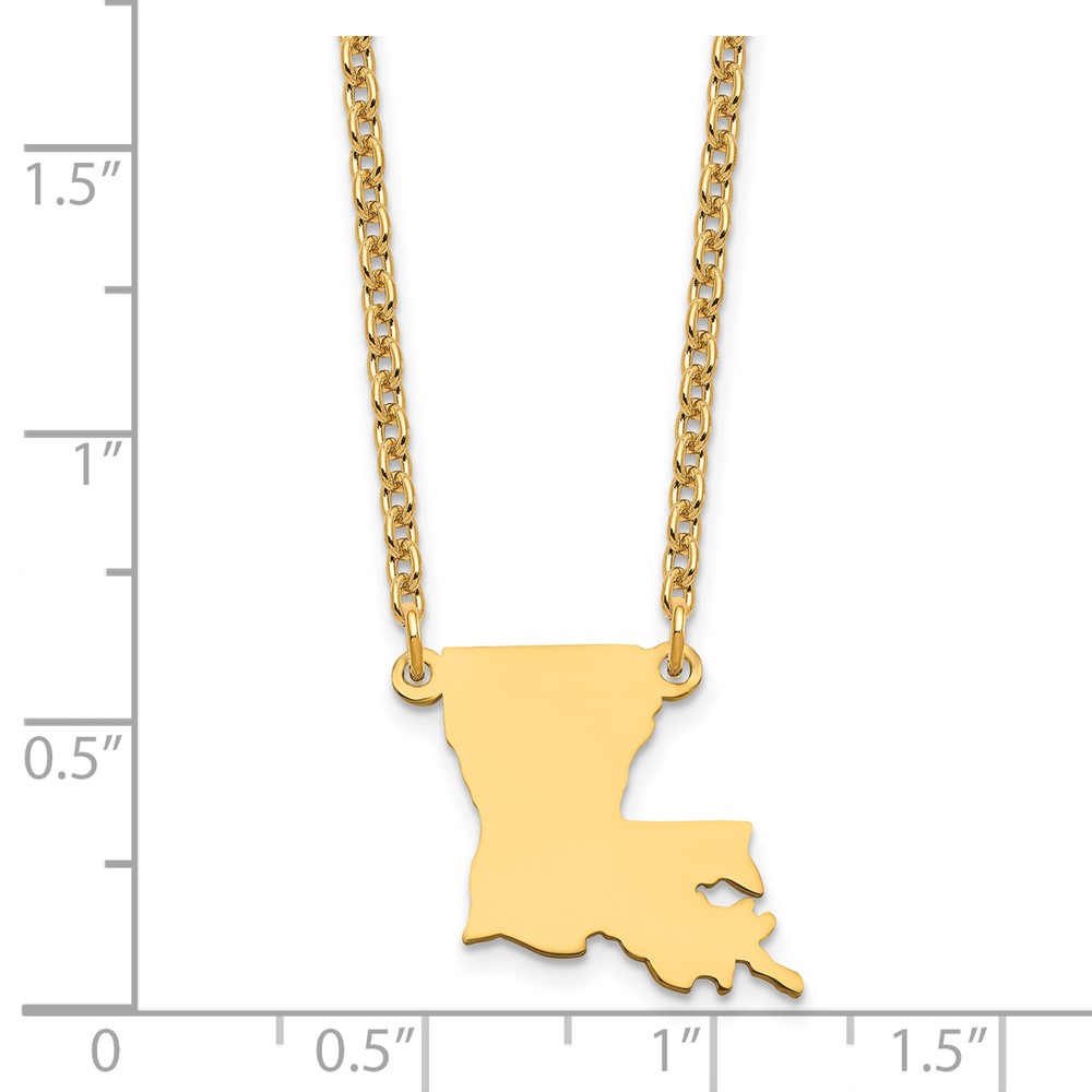 Sterling Silver/Gold-plated Louisiana State Necklace (XNA706GP-LA)