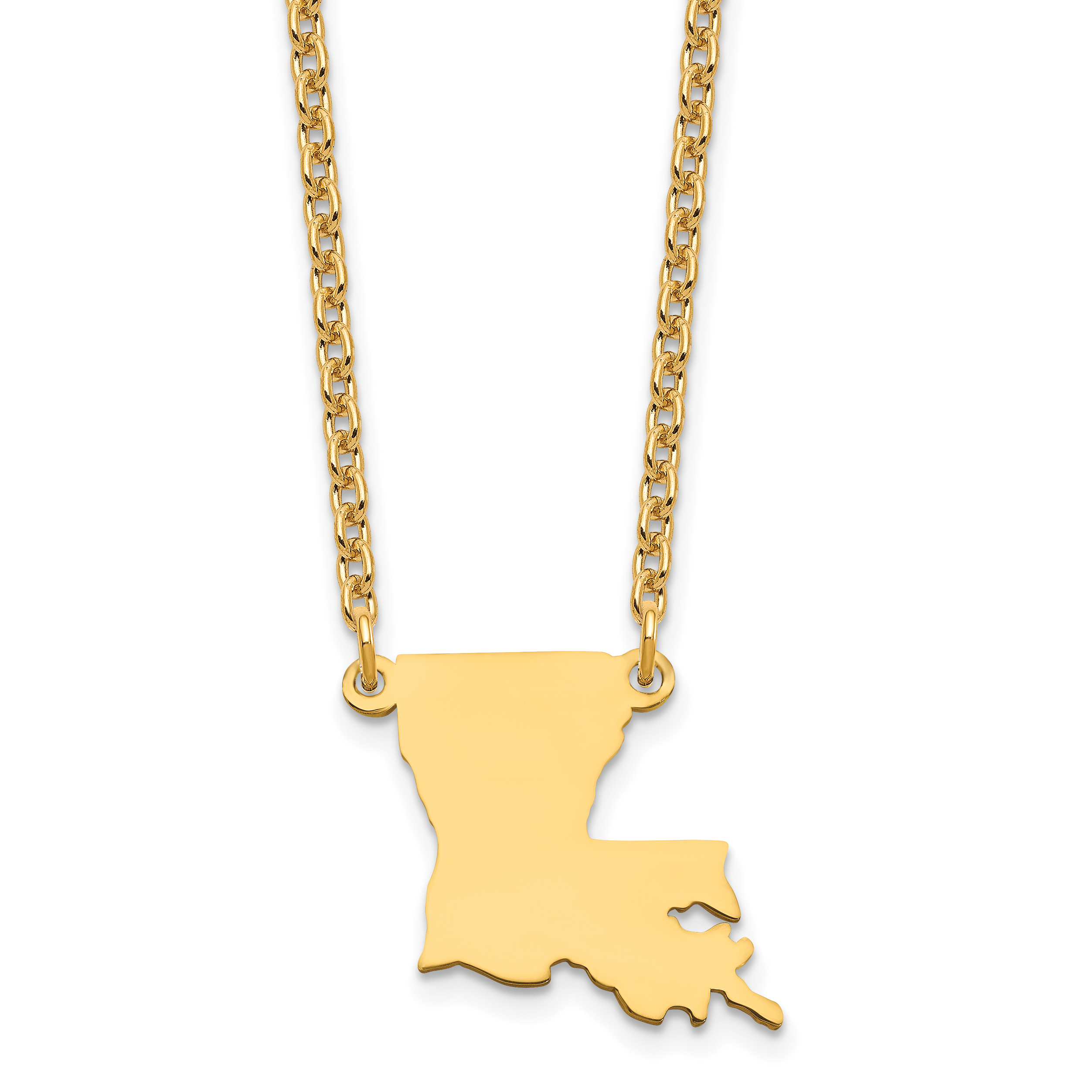 Sterling Silver/Gold-plated Louisiana State Necklace (XNA706GP-LA)