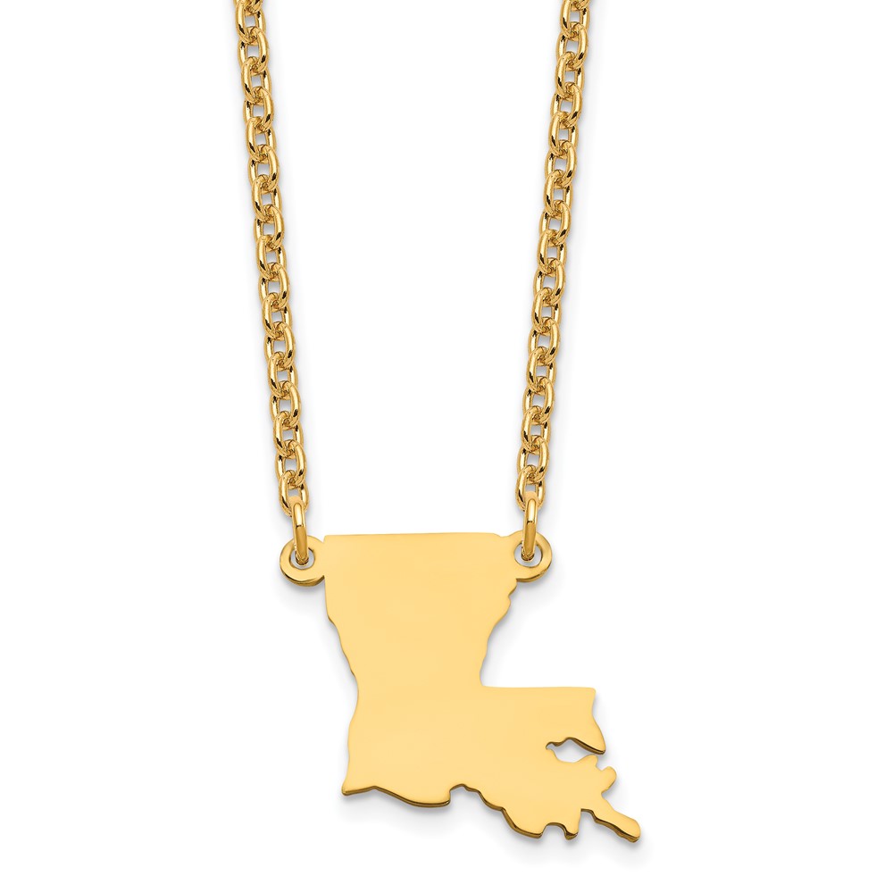Sterling Silver/Gold-plated Louisiana State Necklace (XNA706GP-LA)
