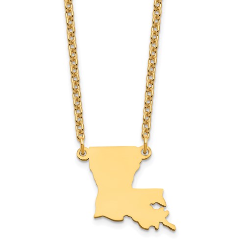 Sterling Silver Gold-plated Louisiana State Necklace