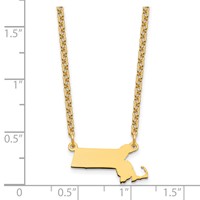 Sterling Silver Gold-plated Massachusetts State Necklace view 3