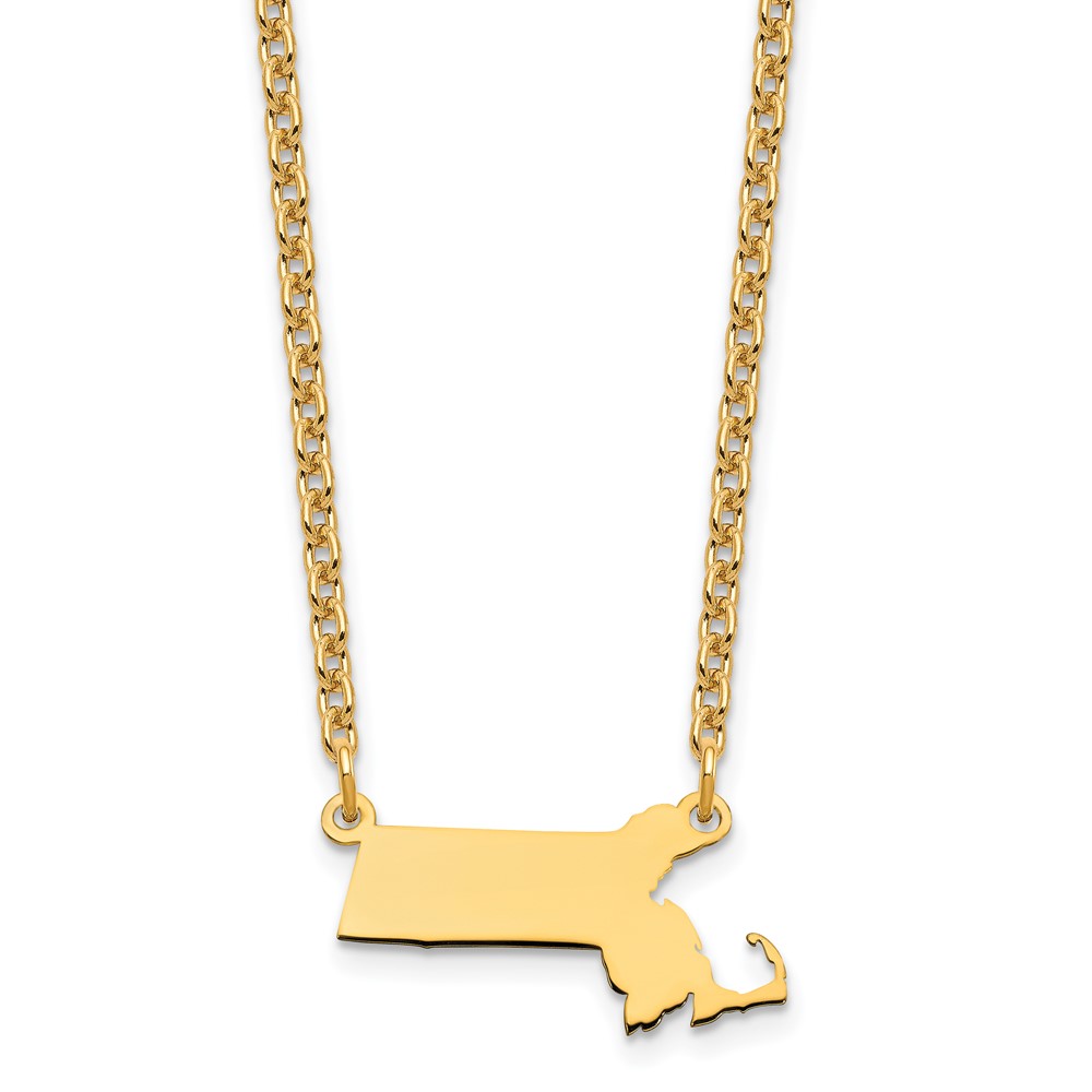 Sterling Silver Gold-plated Massachusetts State Necklace