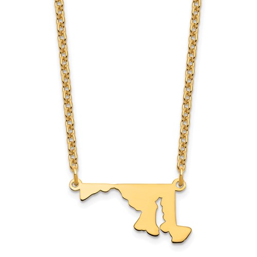 Sterling Silver Gold-plated Maryland State Necklace