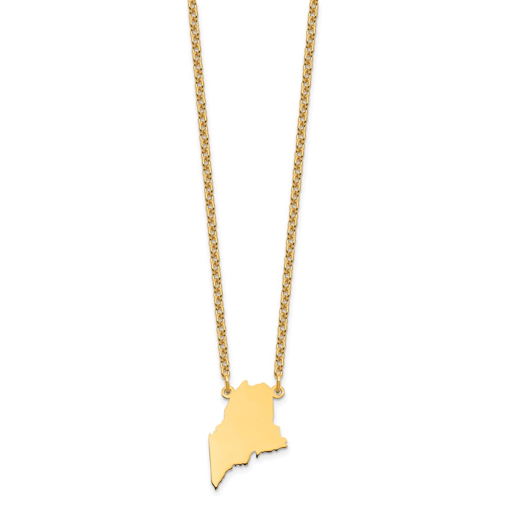 Sterling Silver/Gold-plated Maine State Necklace (XNA706GP-ME)