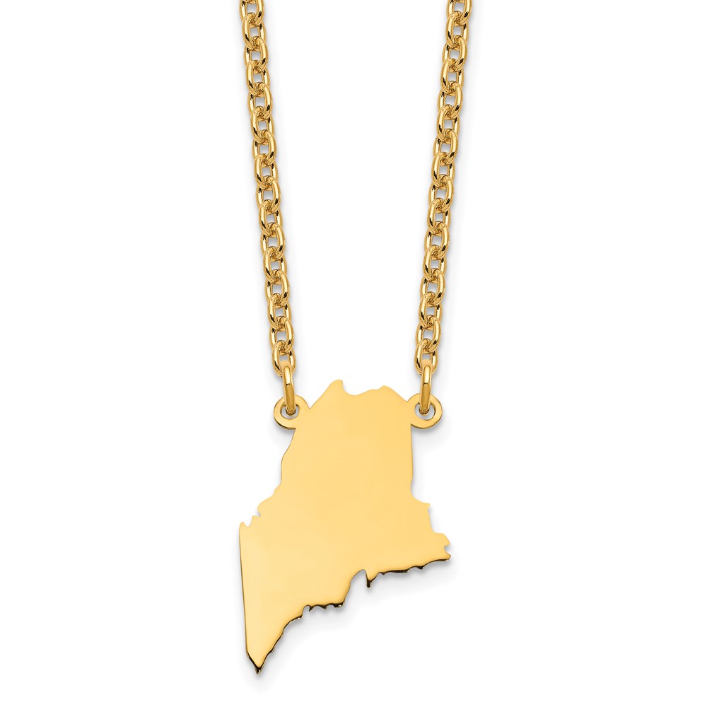 Sterling Silver Gold-plated Maine State Necklace