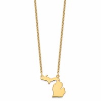 Sterling Silver Gold-plated Michigan State Necklace view 2