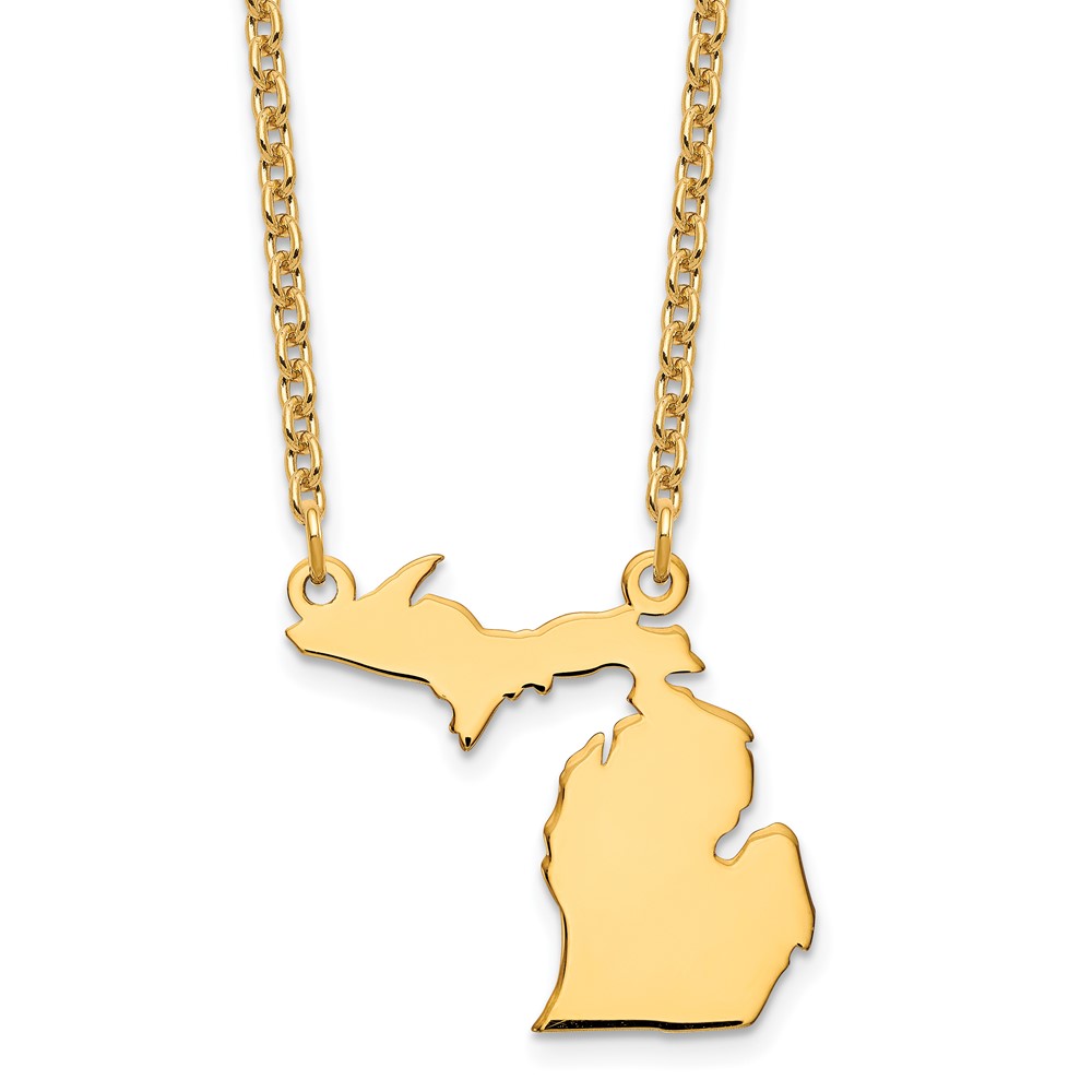 Sterling Silver Gold-plated Michigan State Necklace